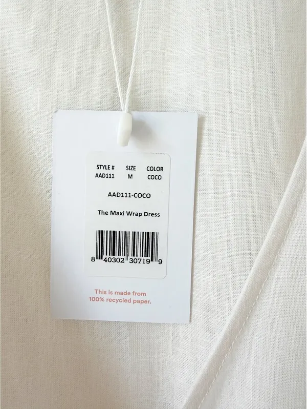 Andie The Maxi Wrap Dress Size Medium in Coconut Linen Coastal Lagenlook Neutral - Image 5