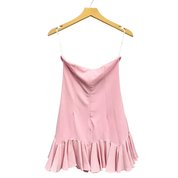 Lulus Eirian Blush Pink Strapless Pleated Mini Dress size Medium NWT - Image 4