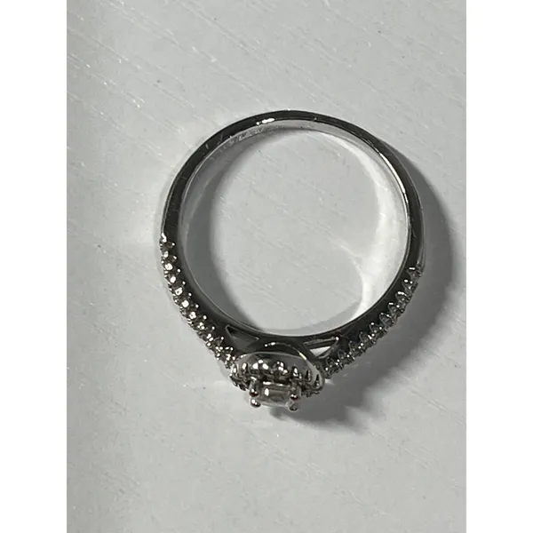 Halo‎ Ring Round Cut Cubic Zirconia Silver tone Size 9 - Image 6