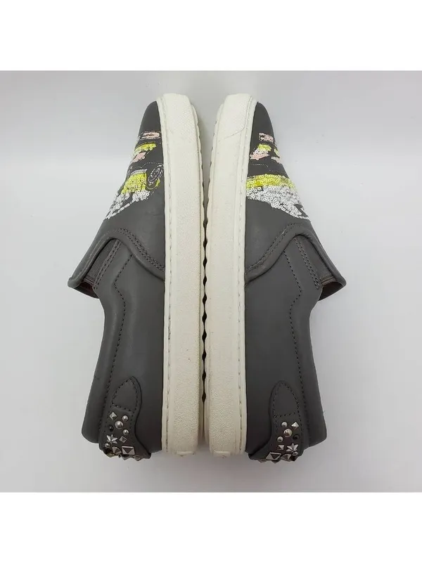 Coach Slip On Shoe C103 Sequin Studded Buckle Gray Sneakers Pointy Toe Sz 6.5 B - Image 9
