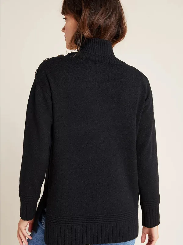 Anthropologie Black Margarita Tunic Sweater - Image 2