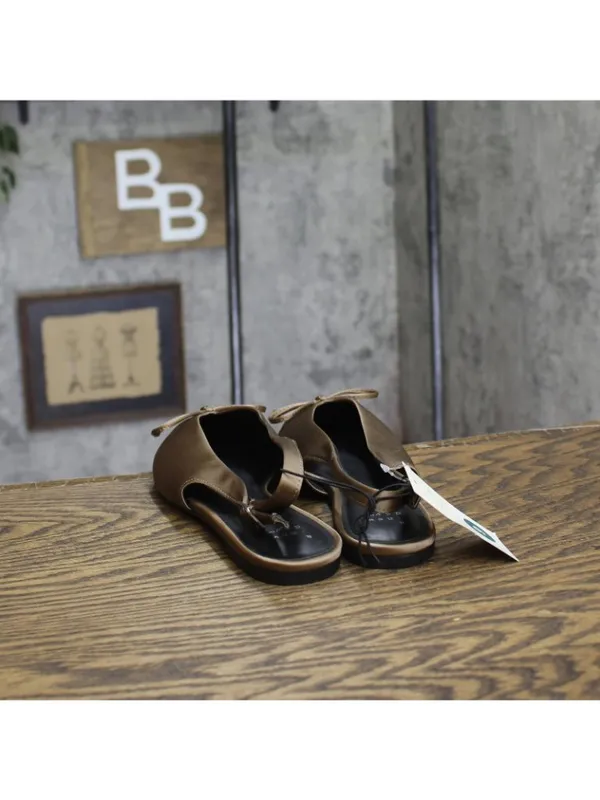 A New Day Womens Camille Satin Slingback Bow Flats 94648296 Brown 9M - Image 4