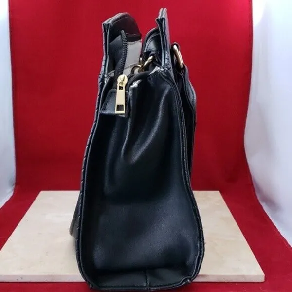 Large Black Bag/Tote with Shoulder Strap & Gold Tone Hardware - Image 4
