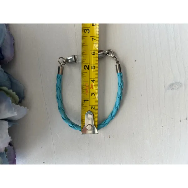 Braided Blue Faux Leather Bracelet with‎ Jenna Name Charm Accessory - Image 2