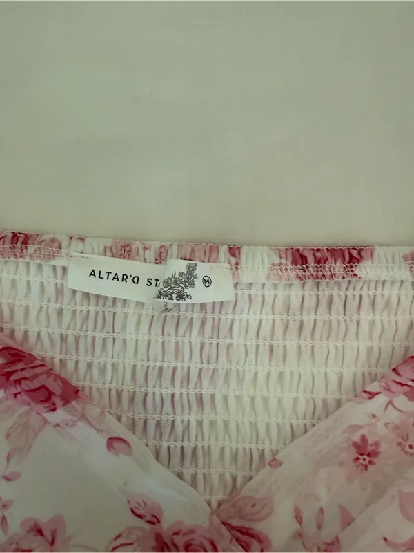 Altar'd State White and Pink Floral Ruffle Romper - Image 2