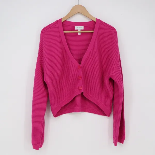 Sofia Jeans Sweater Dress Set Womens XXL 2-Piece Cardigan Pink Ribbed Excellent - Image 2