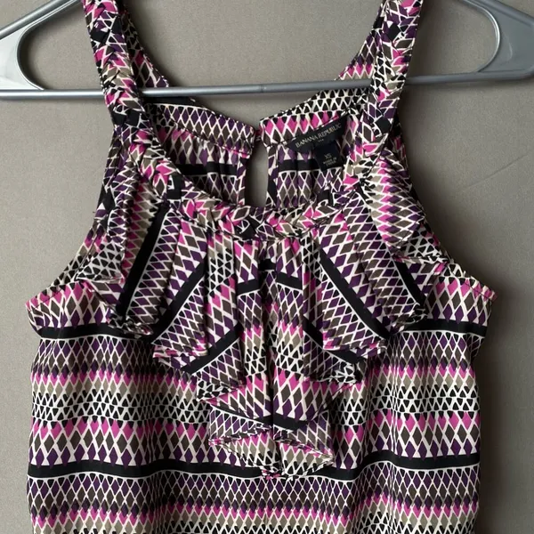 Banana Republic sz XS‎ purple halter ruffle career blouse - Image 2