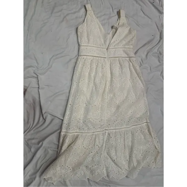 Altar'd State White Eyelet V-Neck Maxi Dress - Image 4