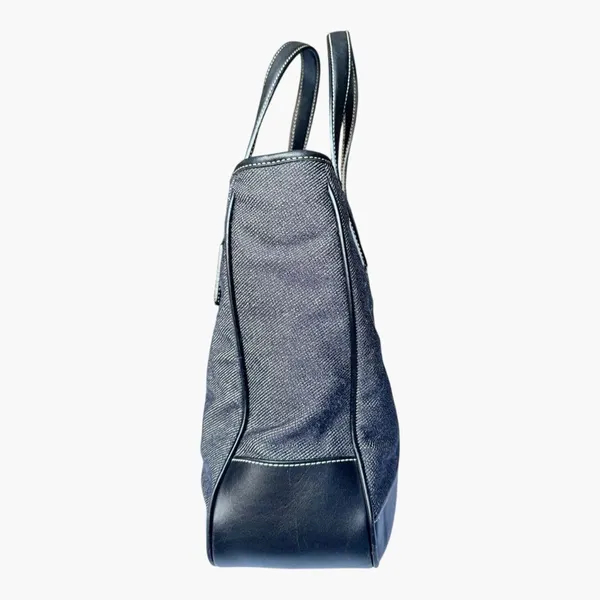 Coach Black Wool Canvas Tote Leather Trim Work Bag No. 7764 Heritage Carryall - Image 3