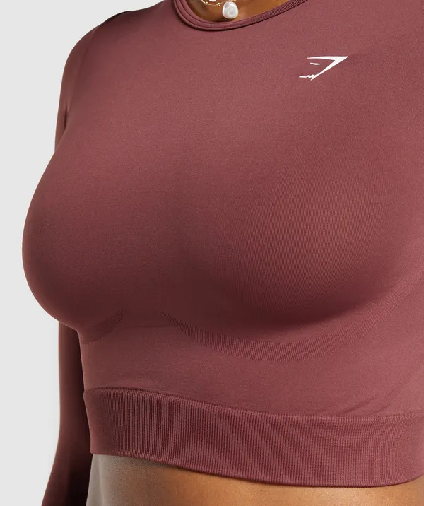 Gymshark everyday seamless long sleeve top burgundy small - Image 2