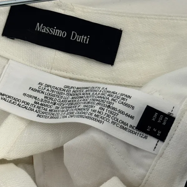 Massimo Dutti 100% Linen High Waisted Barell Leg Relaxed Pants Size 2 White - Image 6
