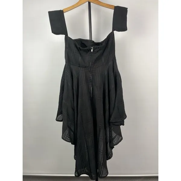 Selfie Leslie Black Jessa Hi-Low‎ Chiffon Flowy Summer Brunch Romper Size M - Image 8