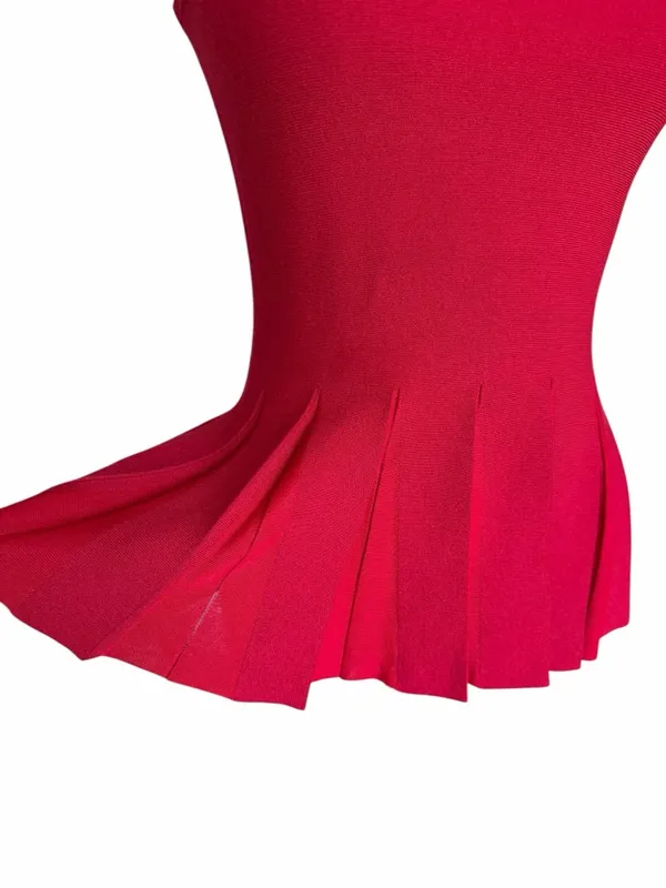 Theory Pleated Peplum Top Red Size Small - Image 4