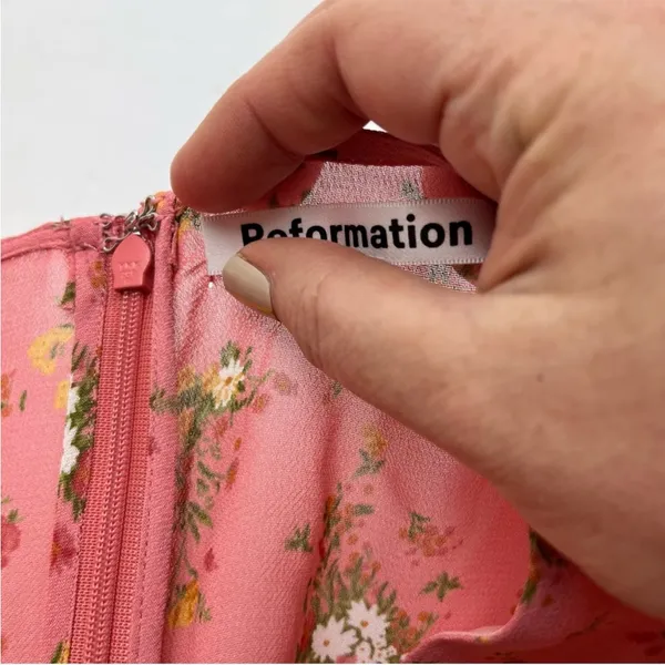 Reformation Mya Dress Floral Zip Back‎ Womens Size 6 Pink Floral NEW *TINY FLAW - Image 7