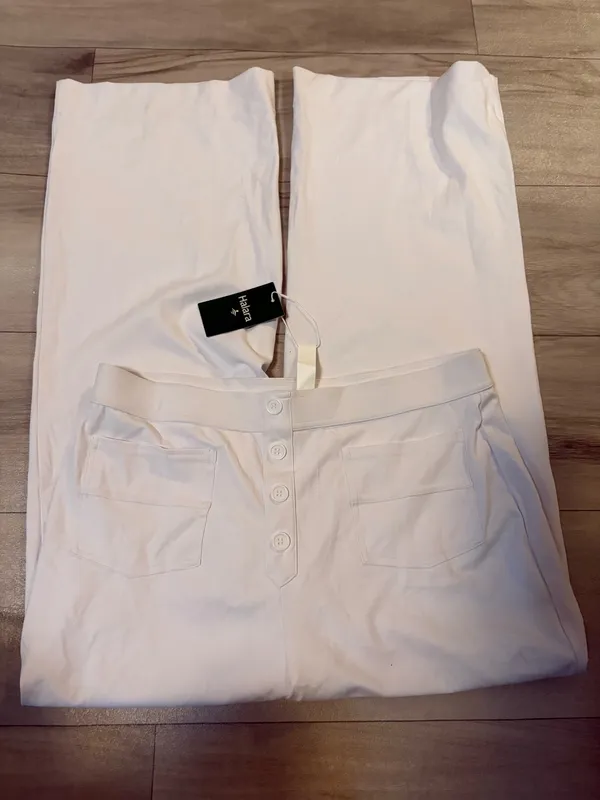 SKIMS HALARA High Waisted Button Multiple Pockets Straight Leg Casual Pants - Image 3