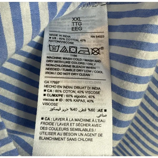 Old Navy Top Women's XXL Blue White Strip Button Up Shirt Classic Normcore - Image 5