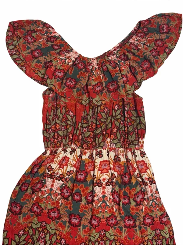Light & Sound Boho Floral Off Shoulder Maxi Dress Cottagecore Prairie S Western - Image 6