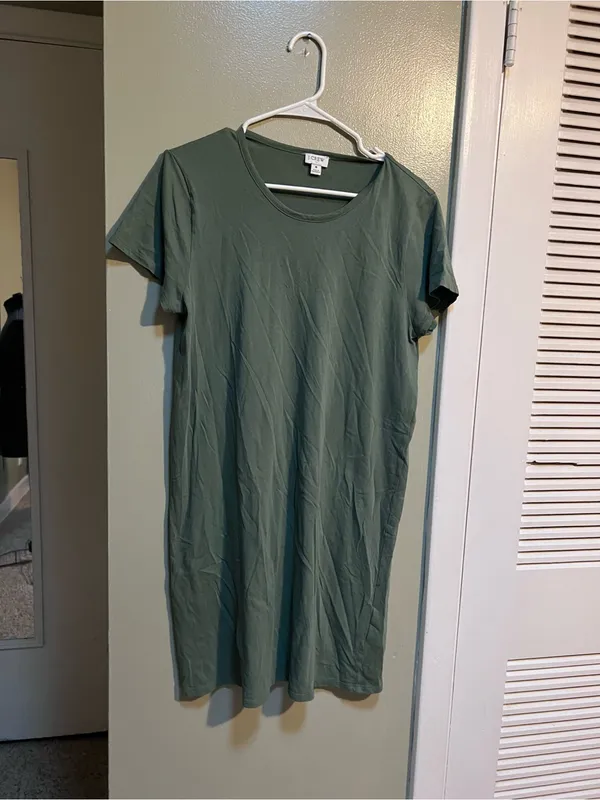 J. Crew Factory Women’s Size Medium Short Sleeve T-Shirt Dress Green Crewneck - Image 6