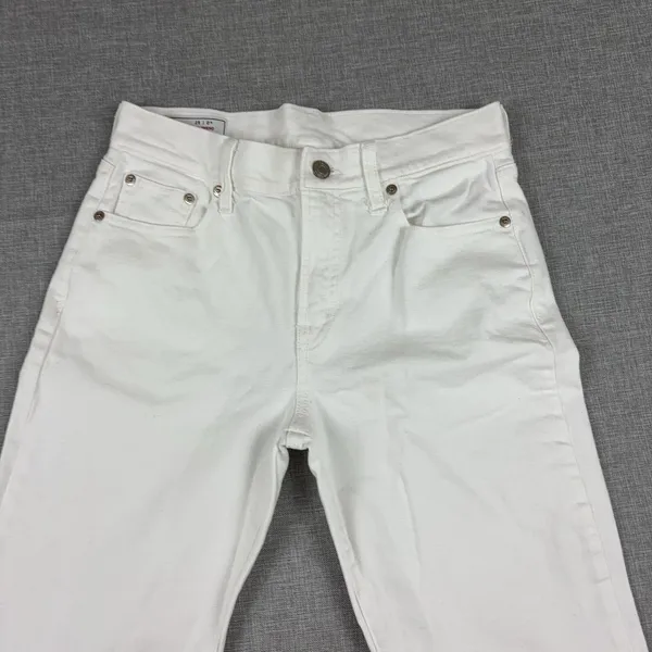 Gap Girlfriend Jeans Womens 25 White Mid Rise Relaxed Ankle Stretch Denim Casual - Image 5