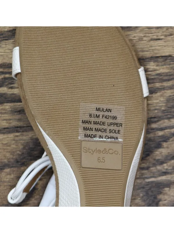 NWT Style & Co. Mulan Wedge Slip On Open Toe Textured Elastic Sandals White 6.5M - Image 16