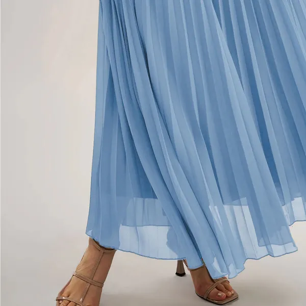 Rihoas Blue Sweetheart Neck Flowy Slip Maxi Dress - Image 3