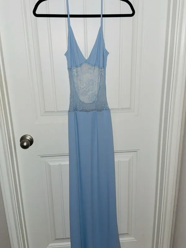Peppermayo Sky-Blue Lace-Trim Maxi Dress - Image 3