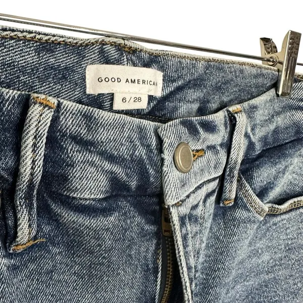 Good American Good Waist Good Crop Jeans Distressed Medium Wash Size 6 - Image 7