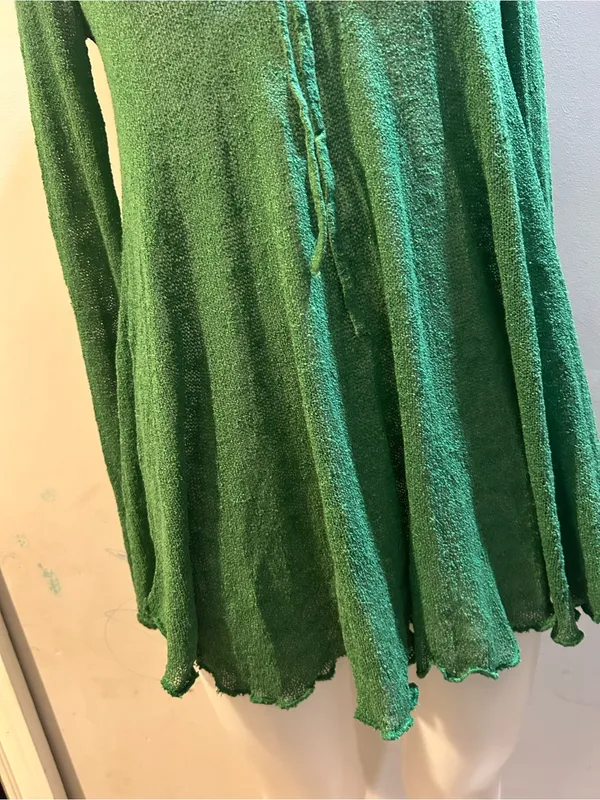 Free People Green Boho V-Neck Long Sleeve Tunic - Image 3