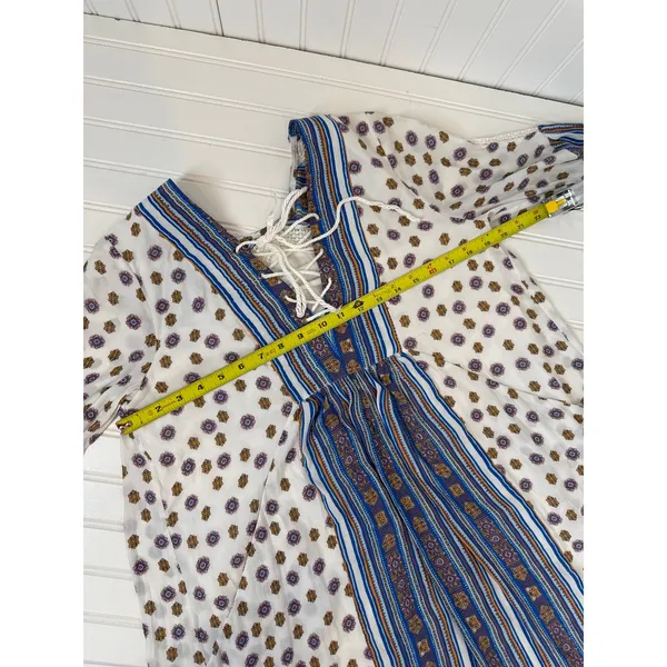 Free People Rain Shine Printed Lace-Up Swing Dress Floral Stripe Boho Mini Sz S - Image 4