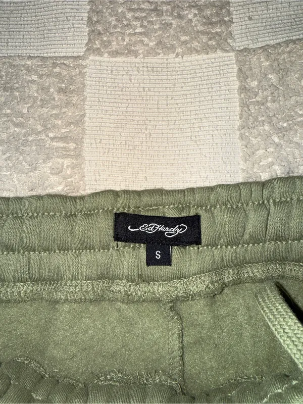 Ed Hardy Women Dragon Dagger Fleece Cargo Pants Small EHW8203-6 Olive Green - Image 6