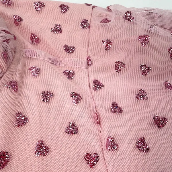 Superdown Fifi Mesh Mini Dress Womens S Pink Heart Coquette Barbiecore Romantic - Image 7