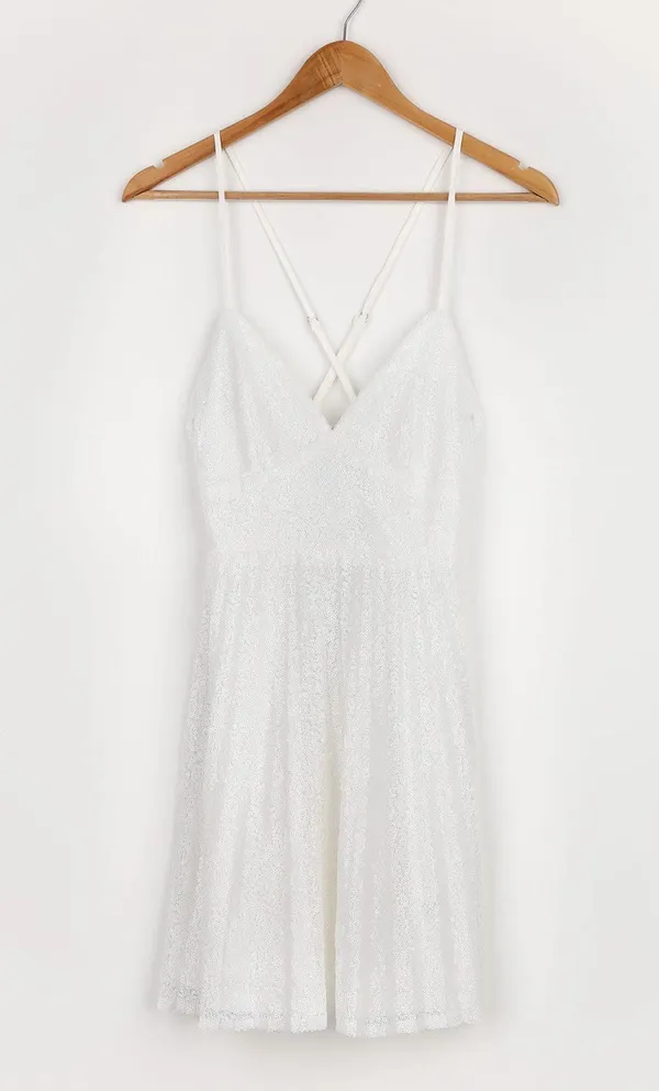 NWT Lulu’s Vision of Elegance White Sequin Pleated Mini Dress - Image 4