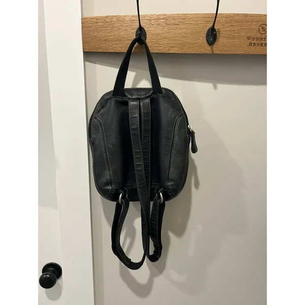 Fossil Long Live Vintage Black Leather Small Backpack City Pockets Preppy Travel - Image 3
