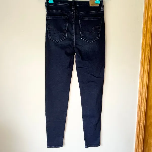 American Eagle Dark Wash Indigo Super High Rise Jegging Super Stretch Size 2 Reg - Image 2