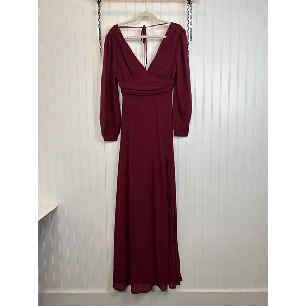 NWOT Lulus Love You So Burgundy Long Sleeve Maxi Dress Wedding Prom Holiday XL - Image 4