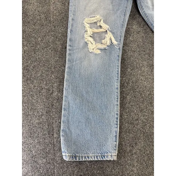Levi’s 501 Original Jeans Women’s Approx W27 Light Wash Distressed Button Fly - Image 6