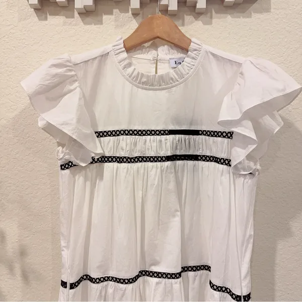 En Saison Aliza Tiered Babydoll Mini Dress in White Size Small NWT - Image 3
