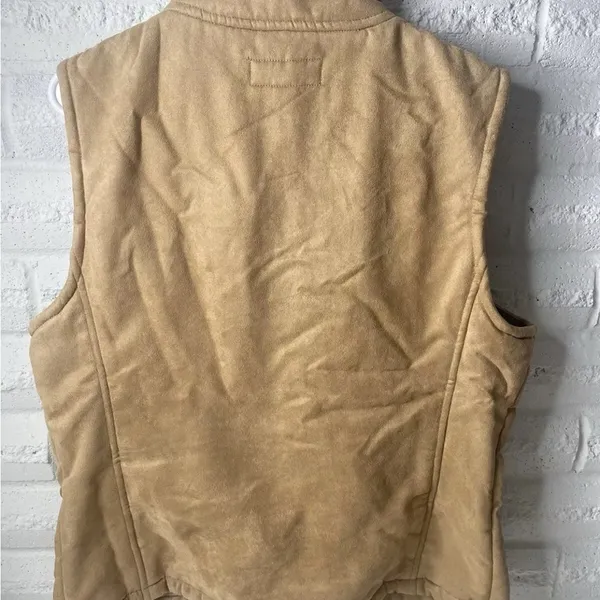 Vtg Women's lg Full Zip Vest caribbean joe let go 104521 Tan Southern Western - Image 2
