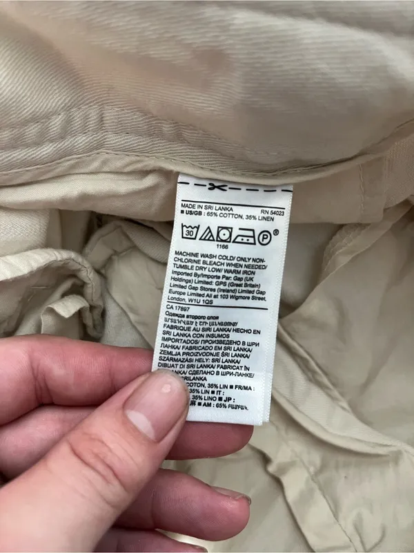 Gap Cotton Cargo Pants Womens 16 Regular Cream Linen Tapered Utility Safari - Image 16