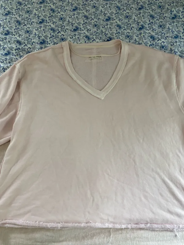 We The Free Venice V Neck Sweatshirt Light Pink S - Image 6