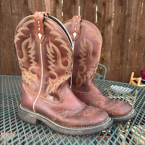 Justin Boots Gypsy Womens Brown Leather Cowgirl Western Boot Round Toe 7B Country - Image 10