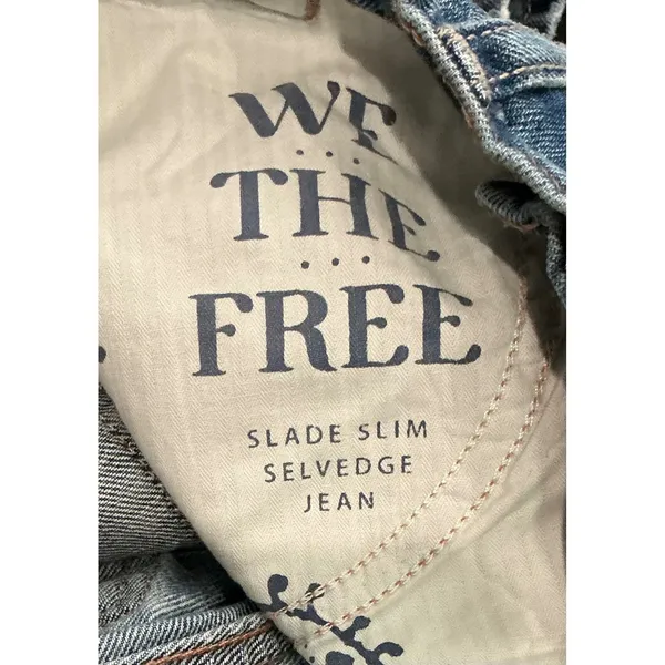 Free‎ People We The Free Slim Shade Selvedge Jeans True Blue Straight Leg 26 - Image 10