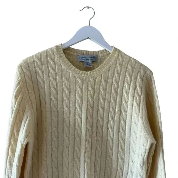 Sutton Studio Cashmere Cable Knit Cream Ivory Crewneck Swearer SZ XL #2255 - Image 2