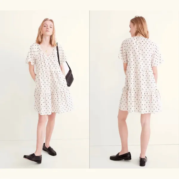 madewell cotton-linen lorelei clip polka dot mini dress - Image 4