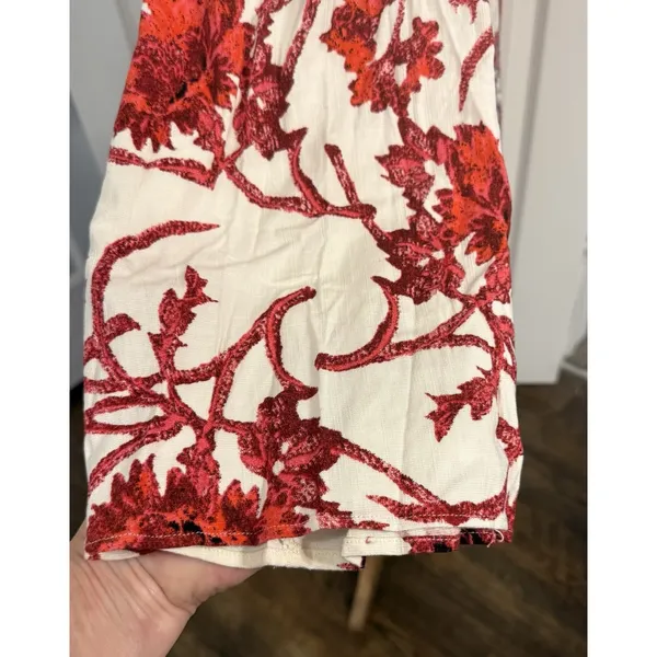 Free‎ People Mini Dress Sz MED Modern Nomad Off-Shoulder Floral Boho Bell Sleeve - Image 3