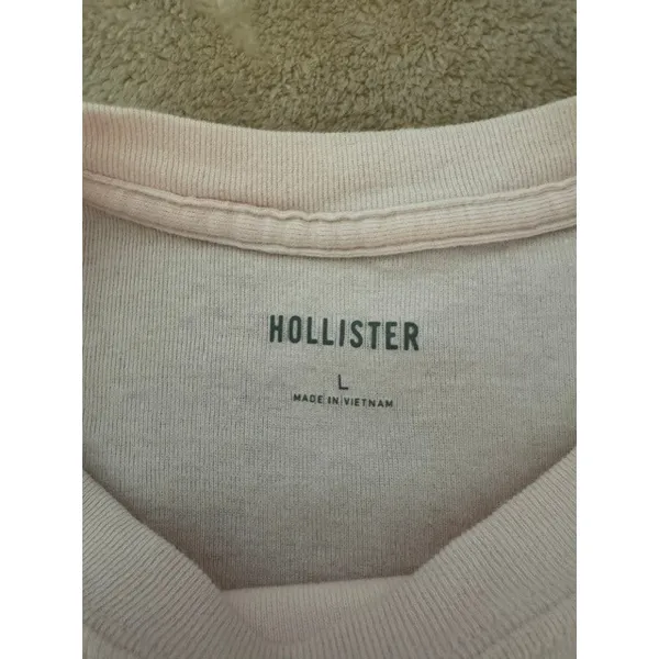 Hollister Womens Light Pink Ribbed Short Sleeve Crop Top Tee Size Large (A) - Image 3