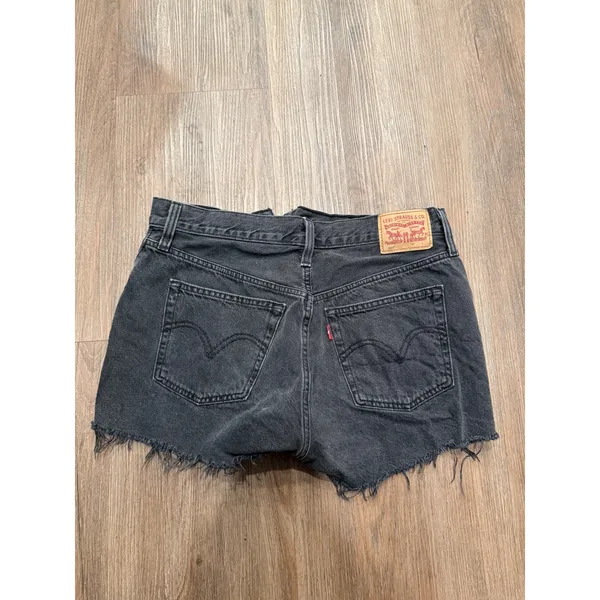 Levis 501 Original Womens Cutoff Denim Shorts Faded‎ Black Button Fly Size 29 - Image 3