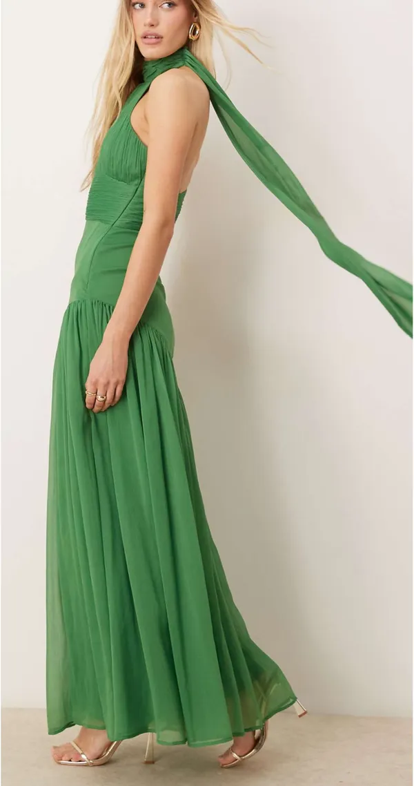 ASOS design halter neck green maxi dress  - Image 3