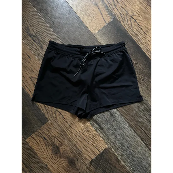 LANDS END Aqua Terra Swim Shorts w attached Bikini Panty Black Size 12 - Image 3