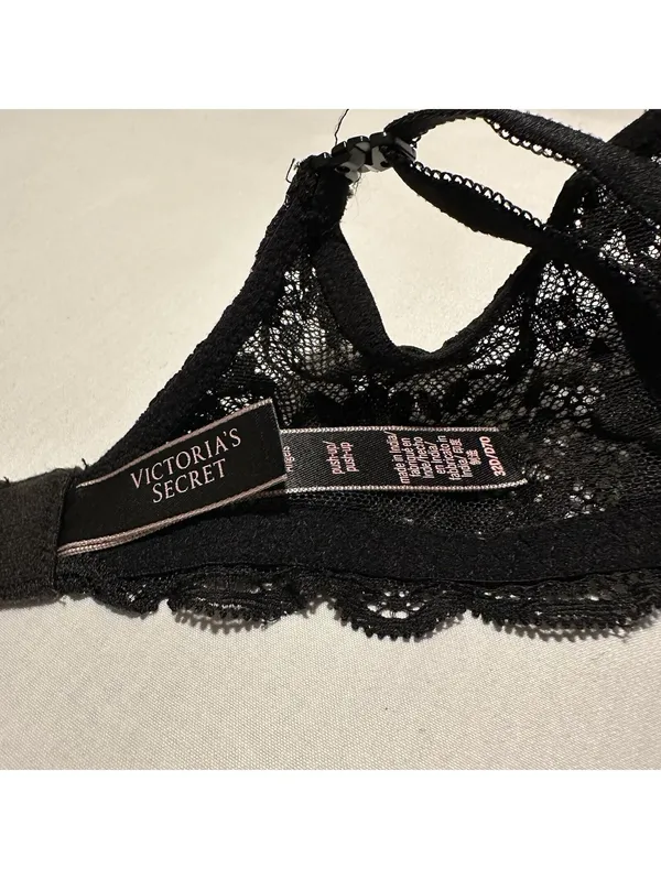 Victoria’s Secret Black Lace Trim Dream Angels Push Up Bra 32D - Image 7